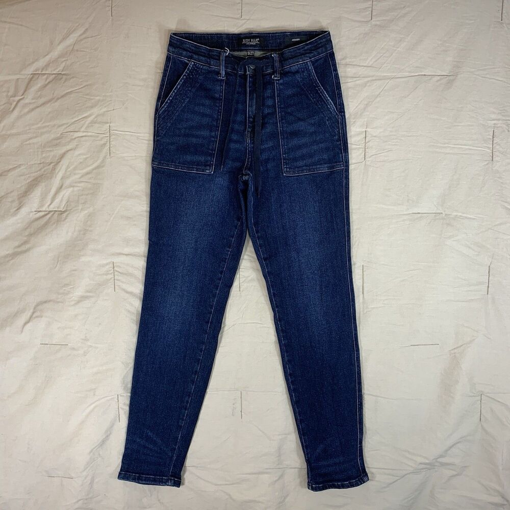 Judy Blue Jeans Womens 5/27 Blue Jogger Drawstring High Rise JB88740 28x31